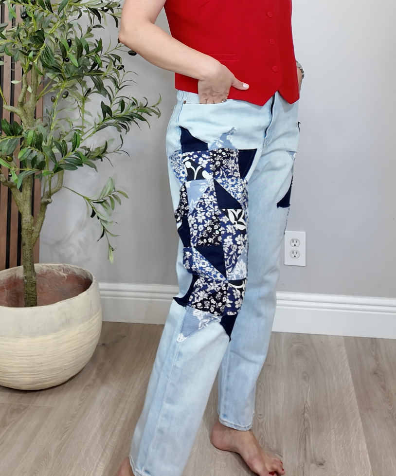 Patchwork Star Denim Jeans - 35134
