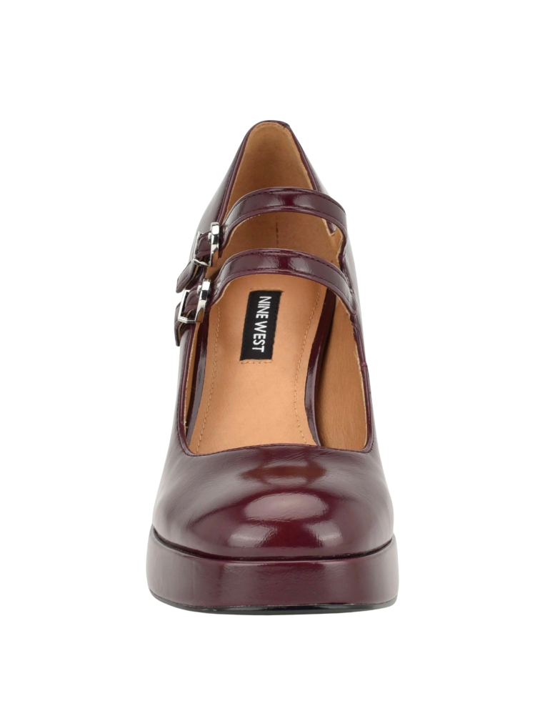 Nine West Mary Jane Platform Heels - Burgundy - 35031