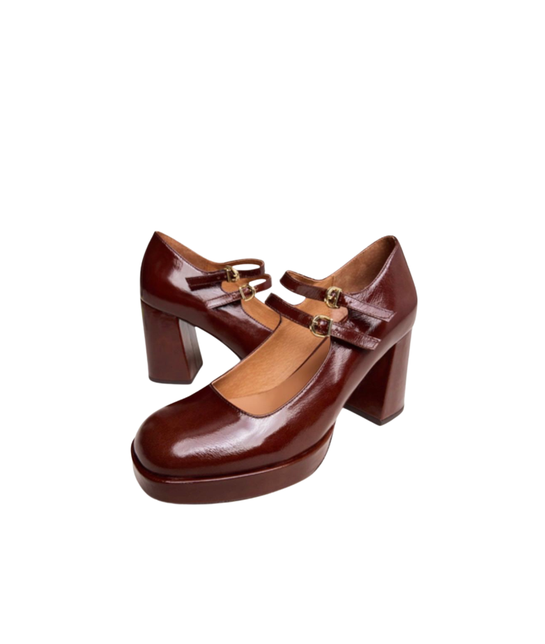 Nine West Mary Jane Platform Heels - Burgundy - 35031