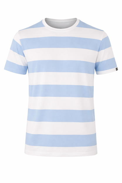 Baby Blue and White Striped Tee - 34198