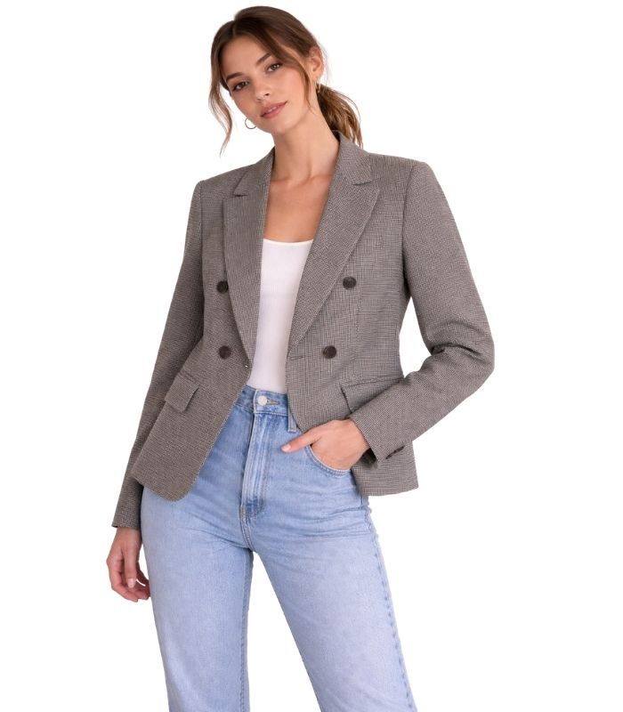 Intrend Beige Check Tailored Blazer - 34025