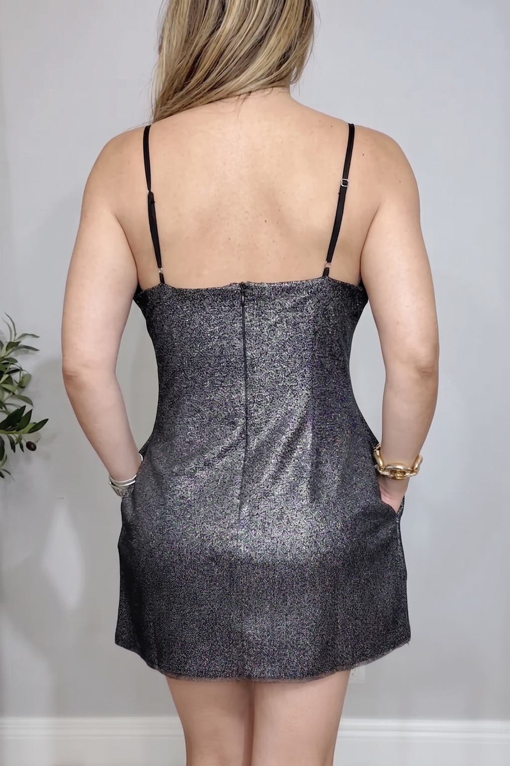Sparkling Silver Glitter Mini Dress - 34309