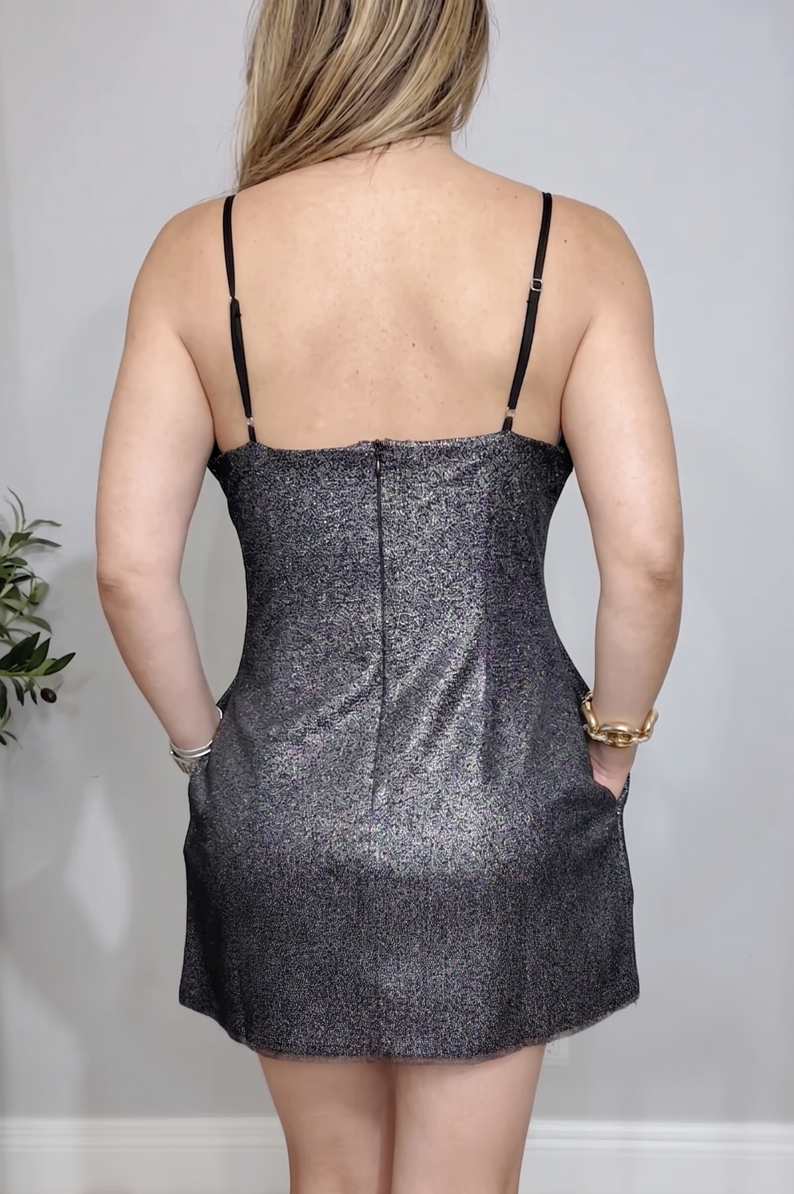Sparkling Silver Glitter Mini Dress - 34309