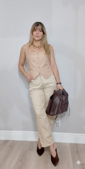 Linen Tailored Waistcoat with Heart Buttons - 34314