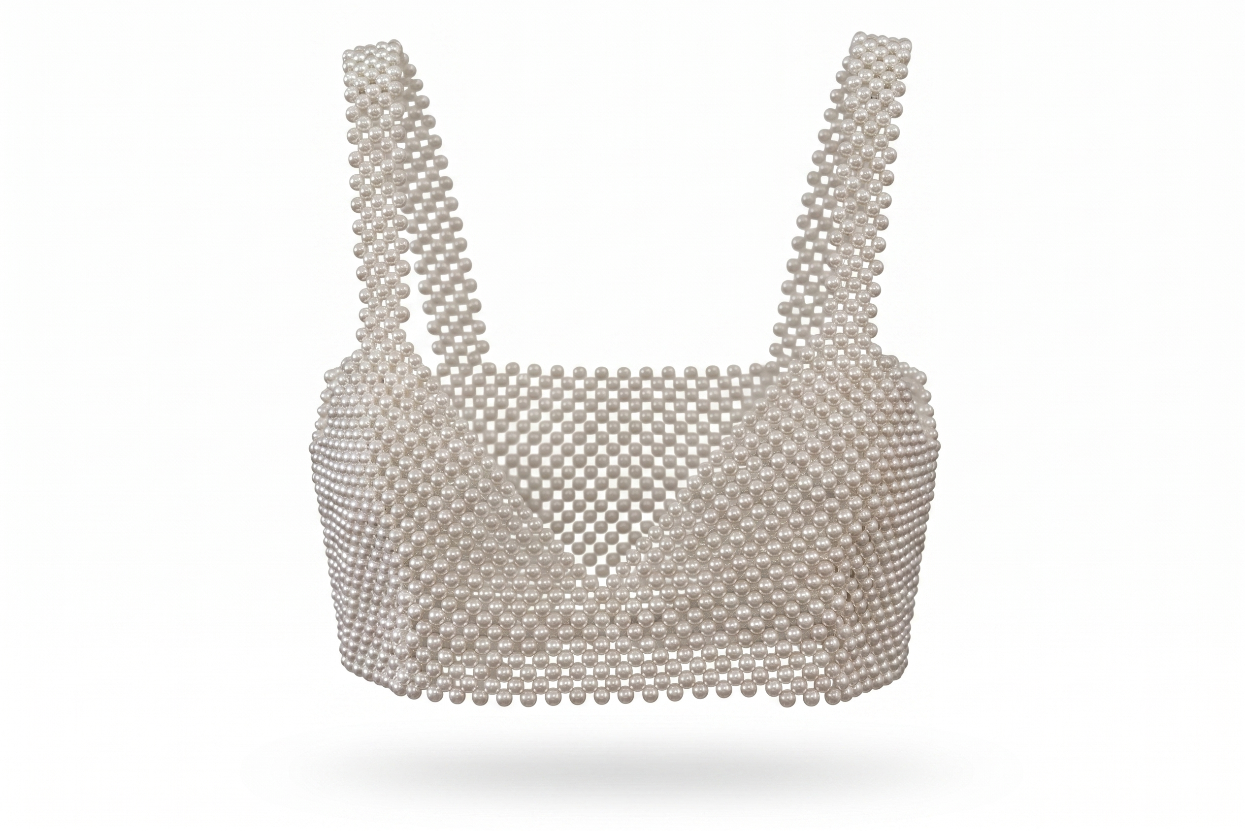 Luminous Pearl-Beaded Statement Crop Top - 30369
