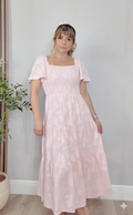 Delicate Pink Tiered Maxi Dress - 33972