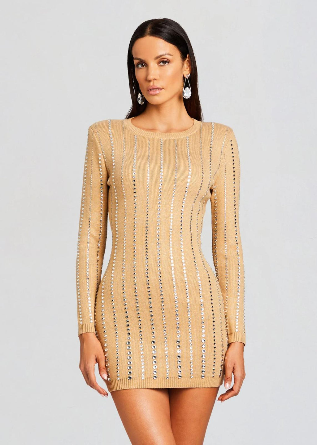 RETROFETE Embellished Ribbed Knit Mini Dress - 25188