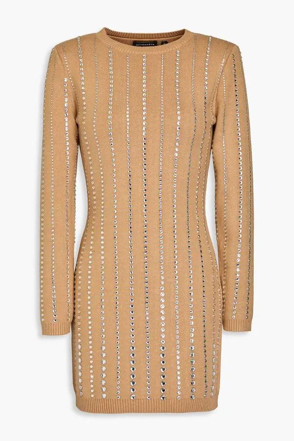 RETROFETE Embellished Ribbed Knit Mini Dress - 25188