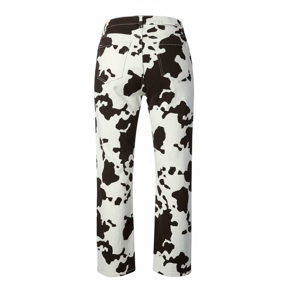 Cow Print Straight-Leg Jeans - 30022