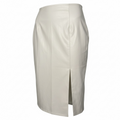 Ivory Faux Leather Midi Skirt - 30769
