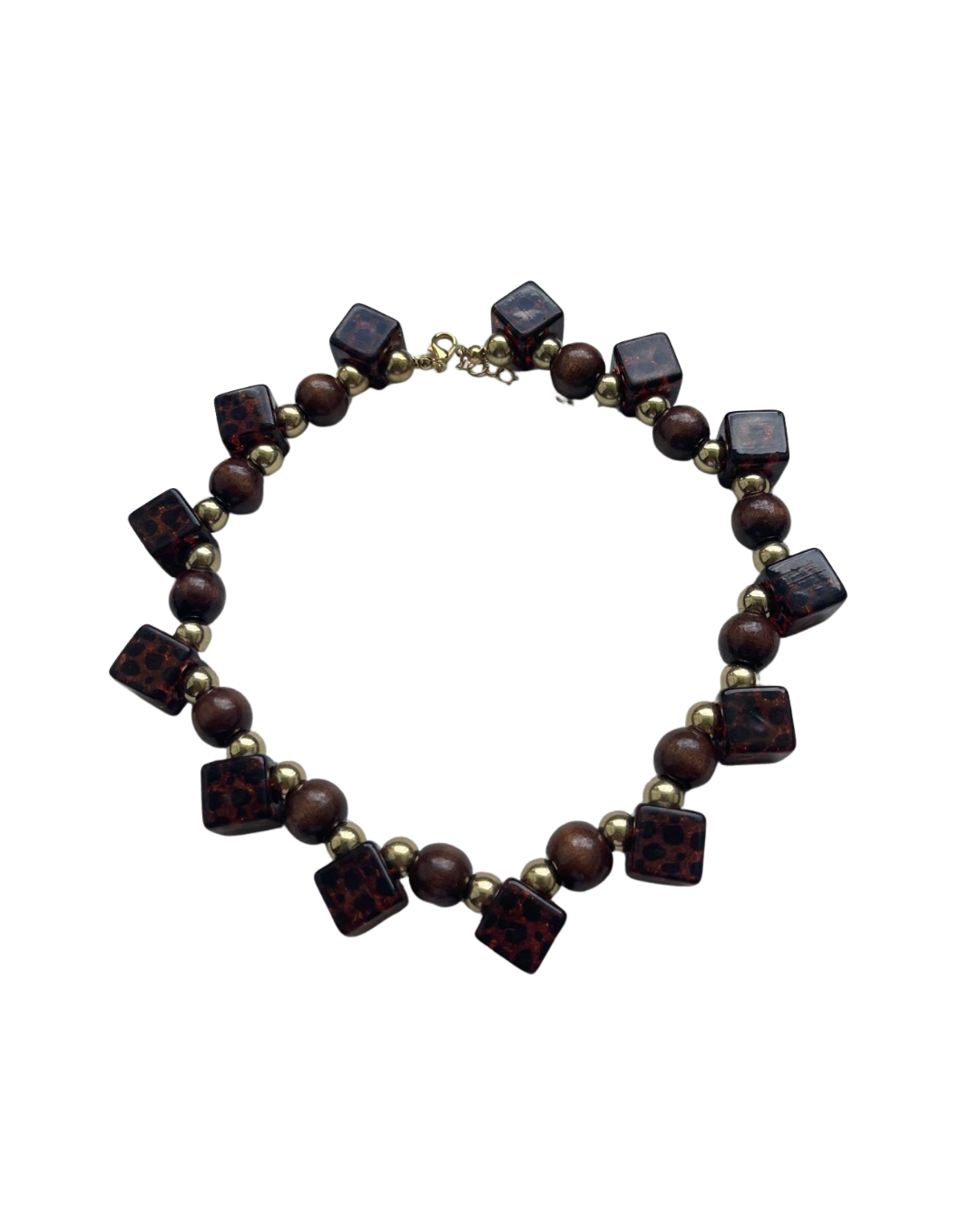 Tortoiseshell Geometric Beaded Choker - 34842