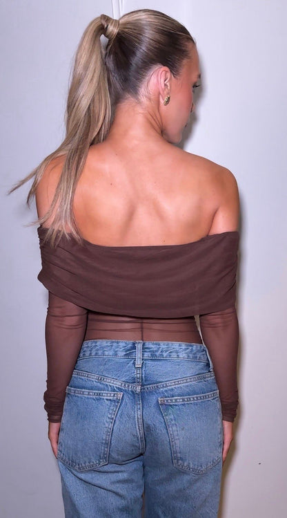 Sheer Off-Shoulder Bodysuit - 34191 - 34192