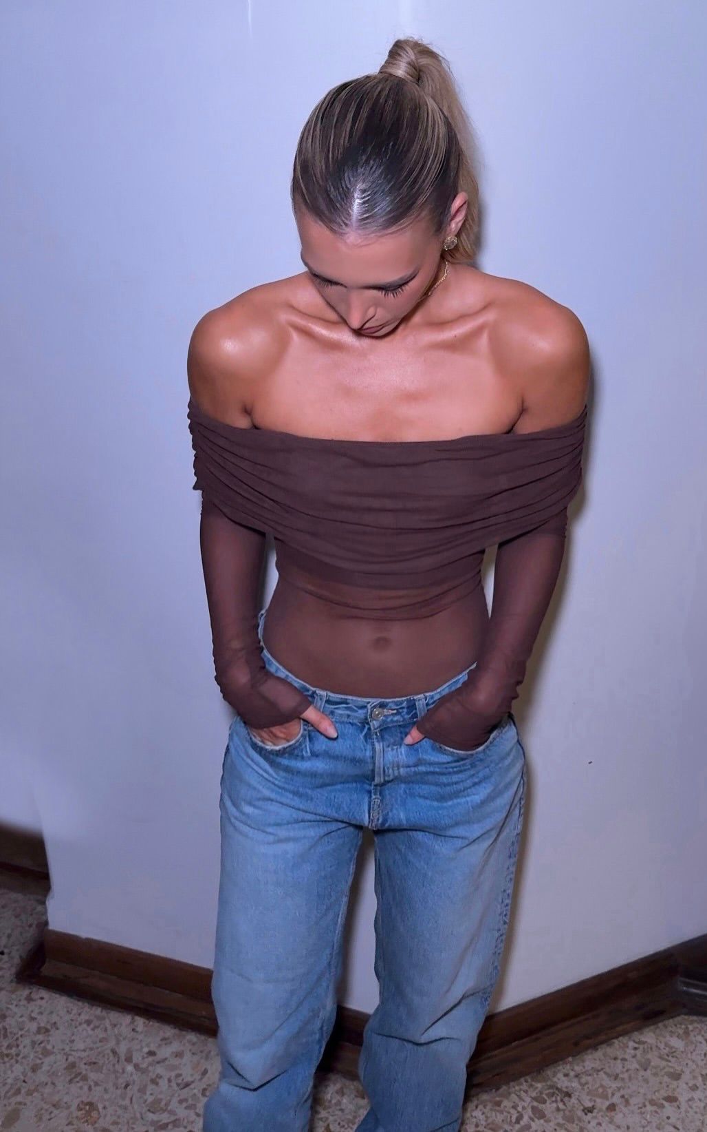 Sheer Off-Shoulder Bodysuit - 34191 - 34192