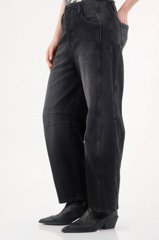 Distressed Barrel Leg Jeans - 34205 - 34206