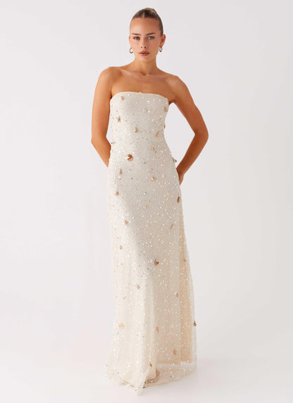 Peppermayo Ivory Strapless Sequin Maxi Dress - 33066