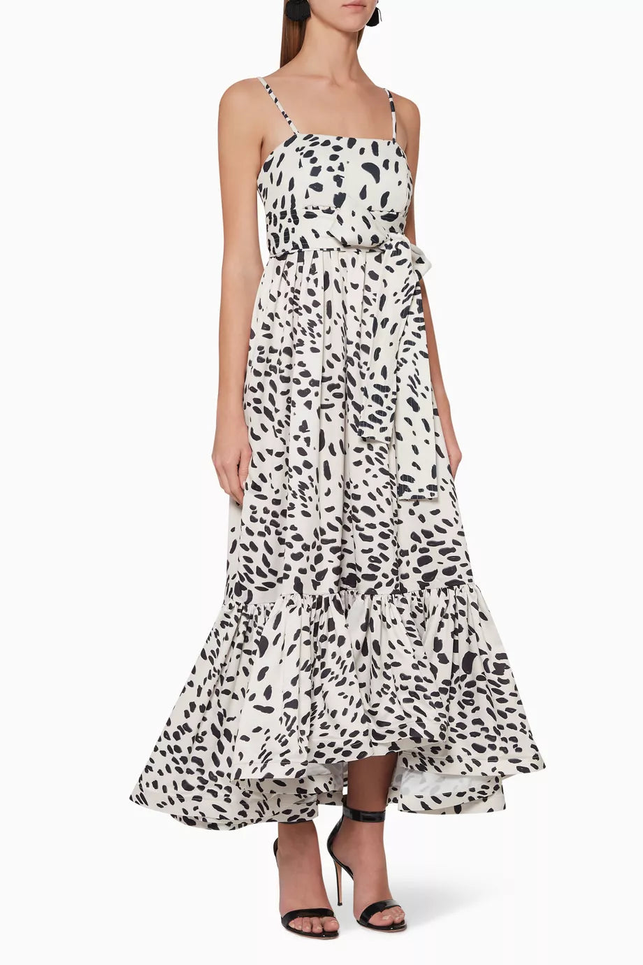 Eugenia Fernandez Dalmatian-Print Tiered Maxi Dress - 32876