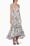 Eugenia Fernandez Dalmatian-Print Tiered Maxi Dress - 32876