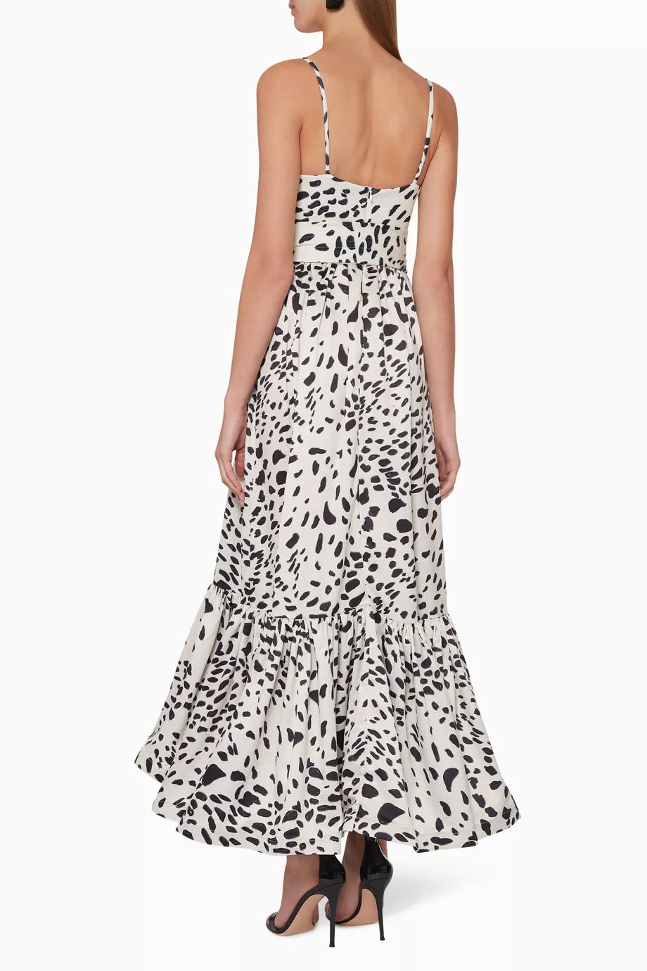 Eugenia Fernandez Dalmatian-Print Tiered Maxi Dress - 32876
