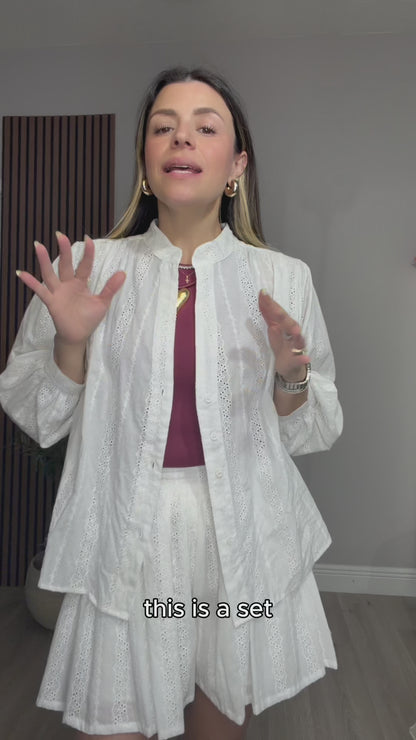 White Eyelet Two-Piece Set - 33656