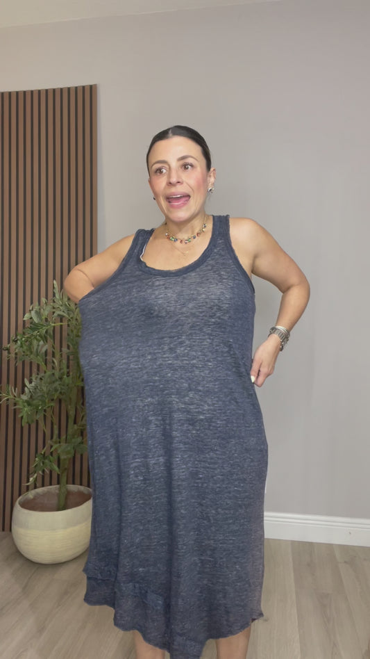 Sleeveless Charcoal Midi Dress - 33349