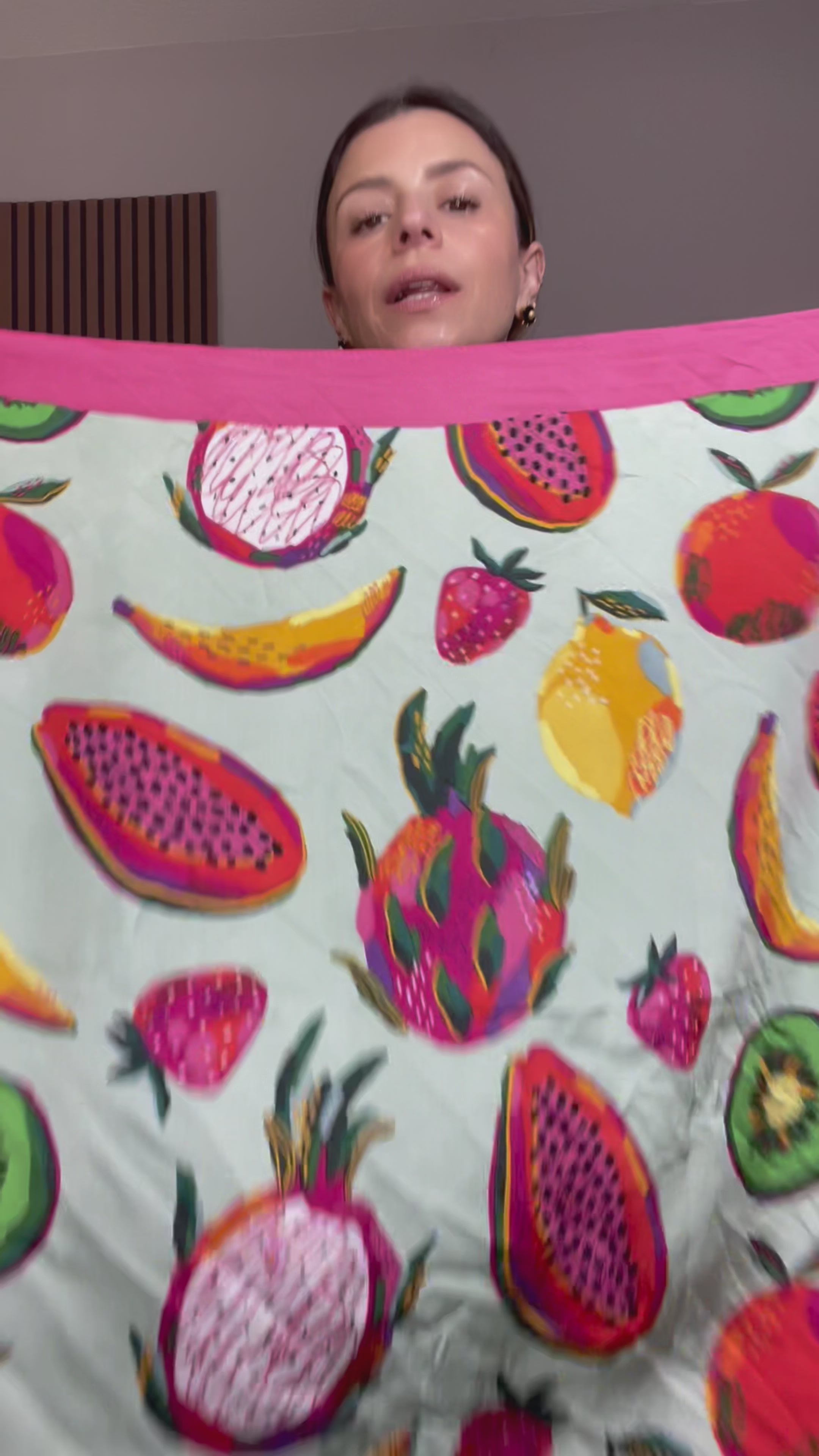 Tropical Fruit Print Square Scarf - 33550