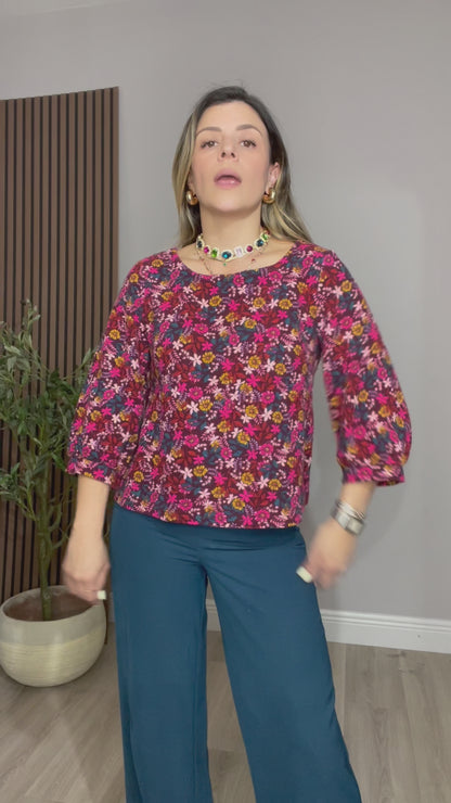 Floral 3/4 Sleeve Blouse – Anthropologie - 32834