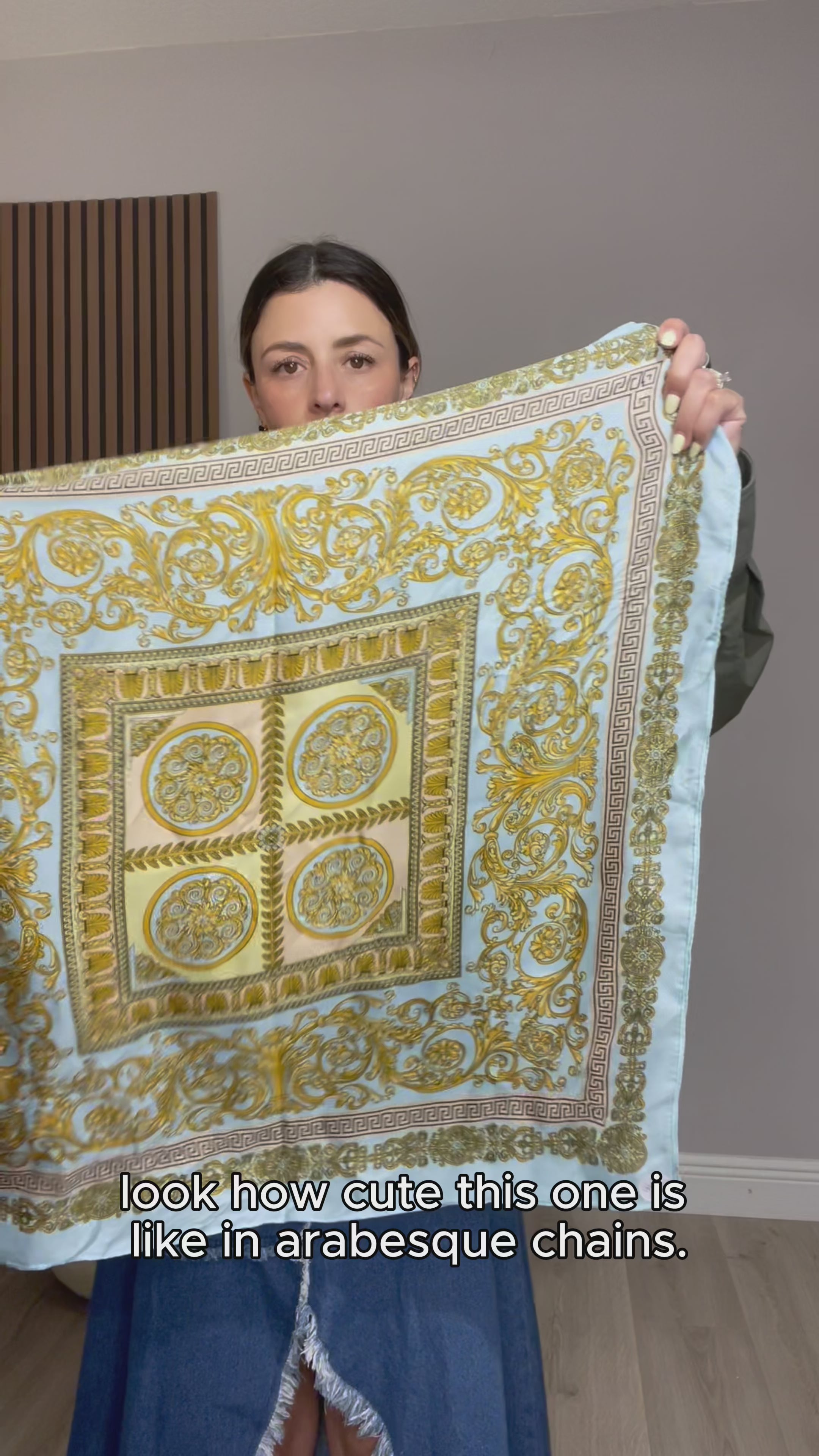 Baroque Print Silk-Feel Scarf - 33546