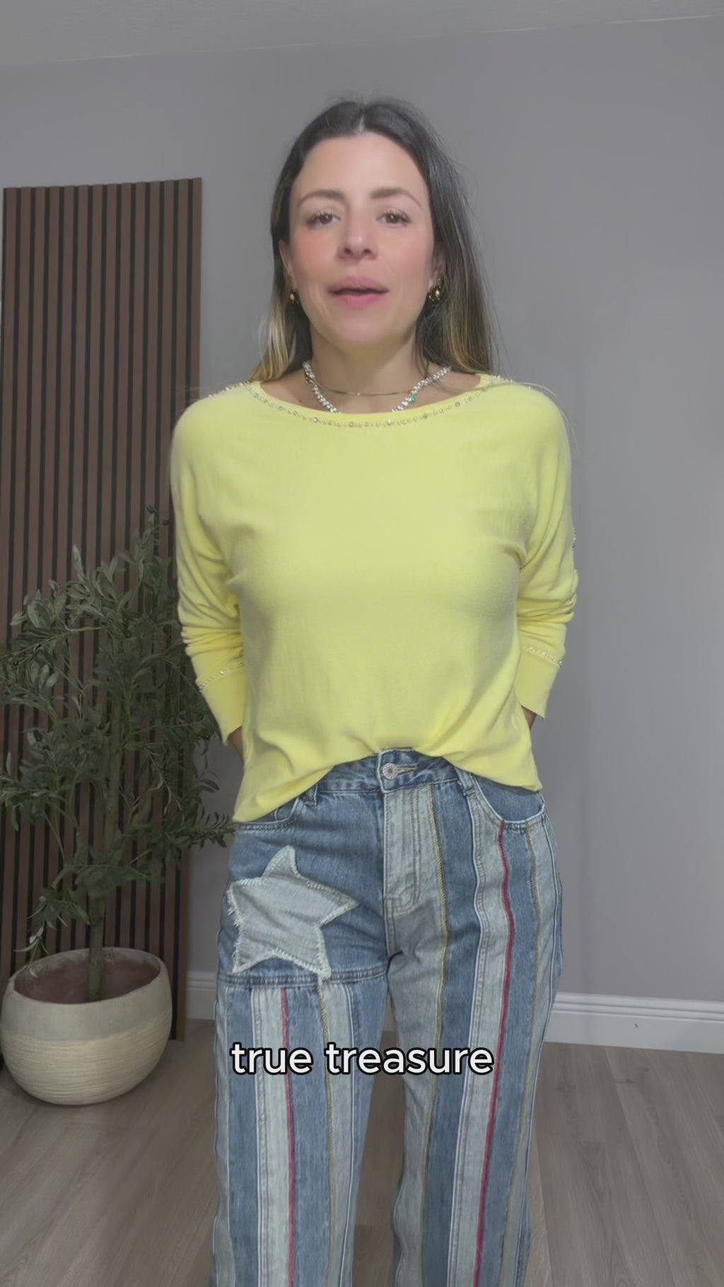 Vintage Star Striped Wide-Leg Jeans - 33620