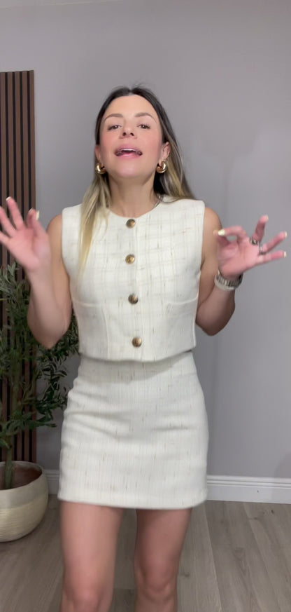 Cream Tweed Two-Piece Set - 33358