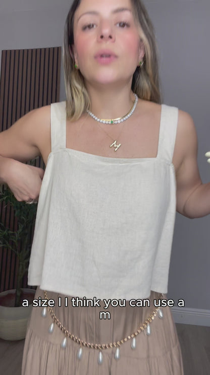 Ivory Linen Cropped Top - 33190