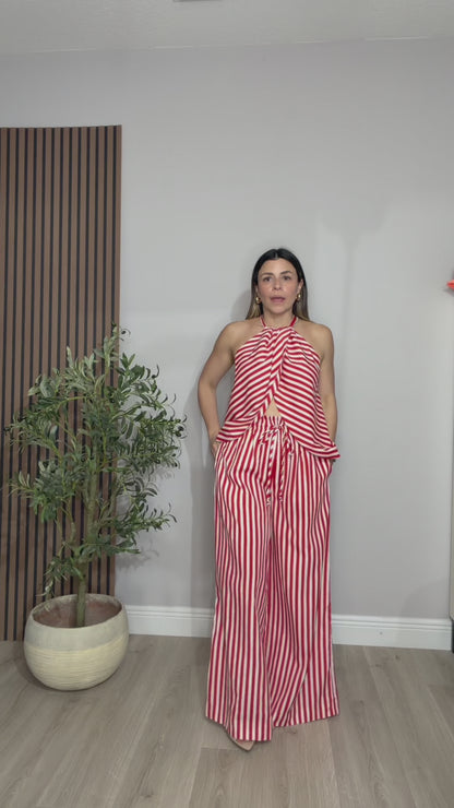 Red & White Statement Striped Set - 33648