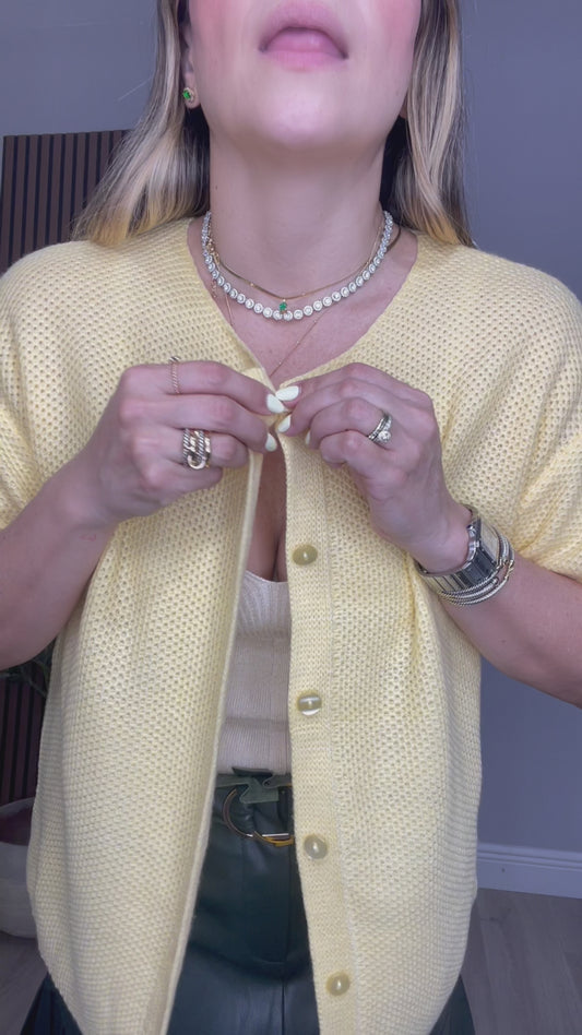 Yellow Short-Sleeve Button-Up Top - 33053