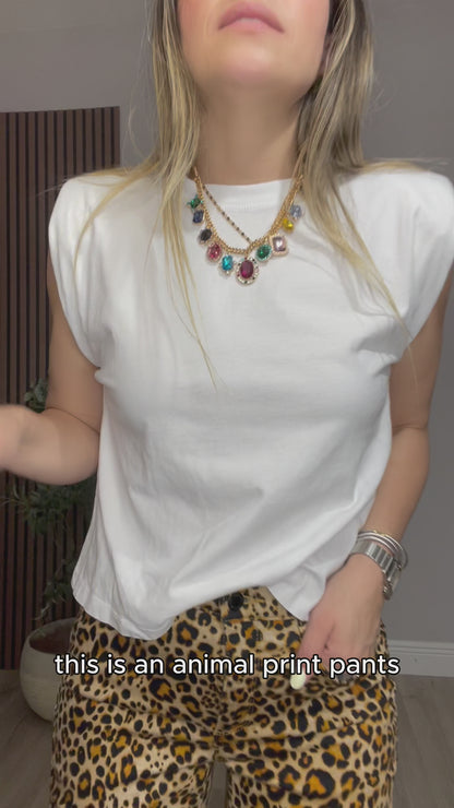 Leopard Print Straight-Leg Jeans - 33496