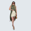 Beige Mini Skirt with Contrast Trim | Chic Women’s Summer Skirt 35110 size L (fit M and L)